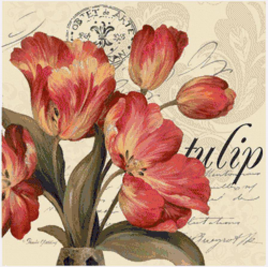 Тюльпаны винтаж - тюльпаны, винтаж, декупаж, цветы - предпросмотр