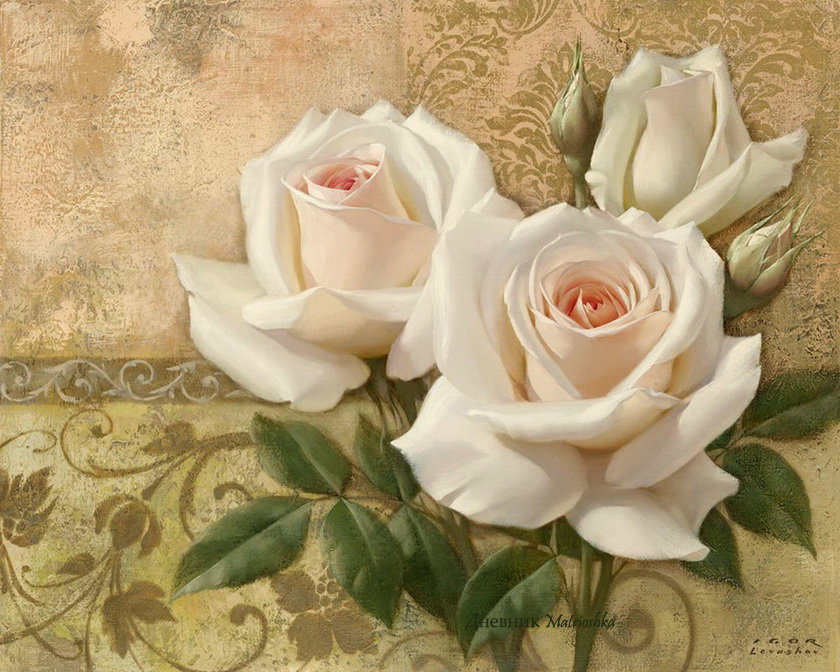 Розы винтаж - декупаж, цветы, розы, винтаж - оригинал