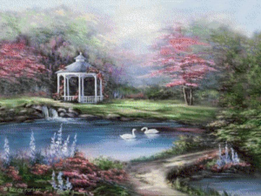 Беседка у пруда - предпросмотр