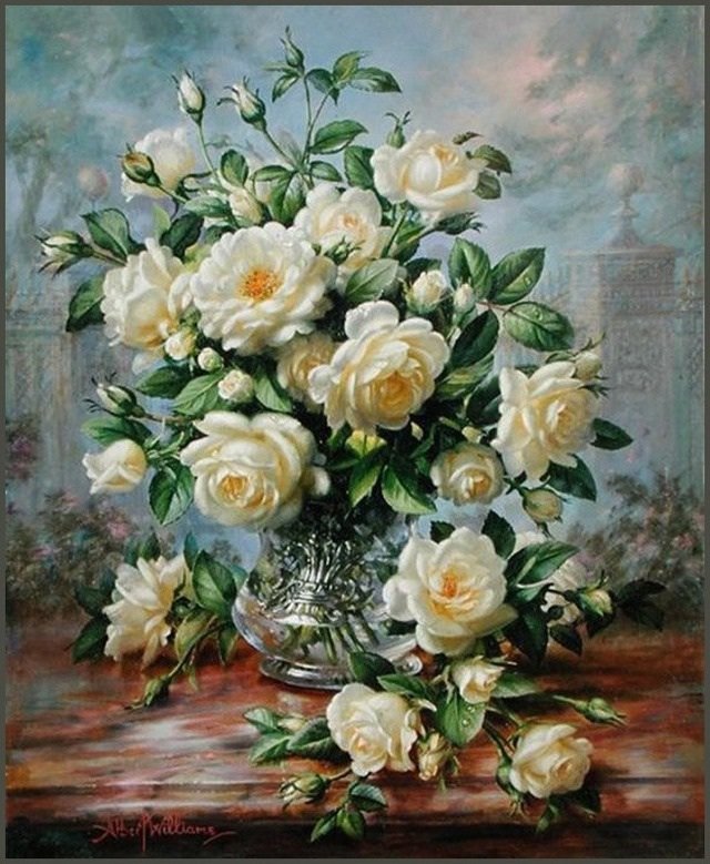 Букет роз - розы, картина, ваза, букет - оригинал