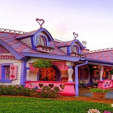 Схема вышивки «розовый домик»