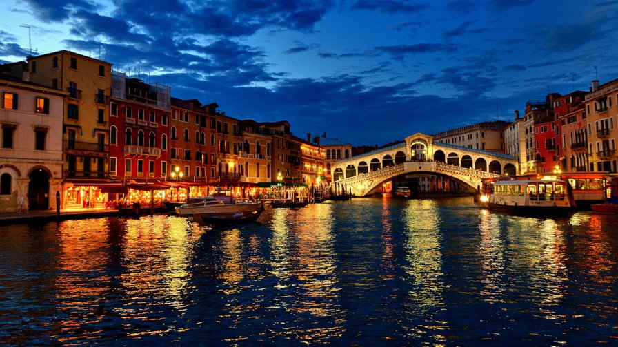 Венецианская ночь - венеция, ночной пейзаж, пейзаж - оригинал