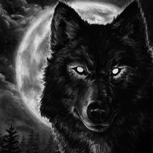 Оригинал схемы вышивки «Волк черный» (№864401)
