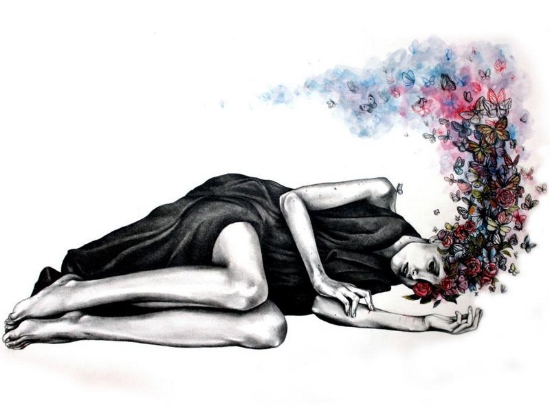 Девушка с бабочками3 - оригинал