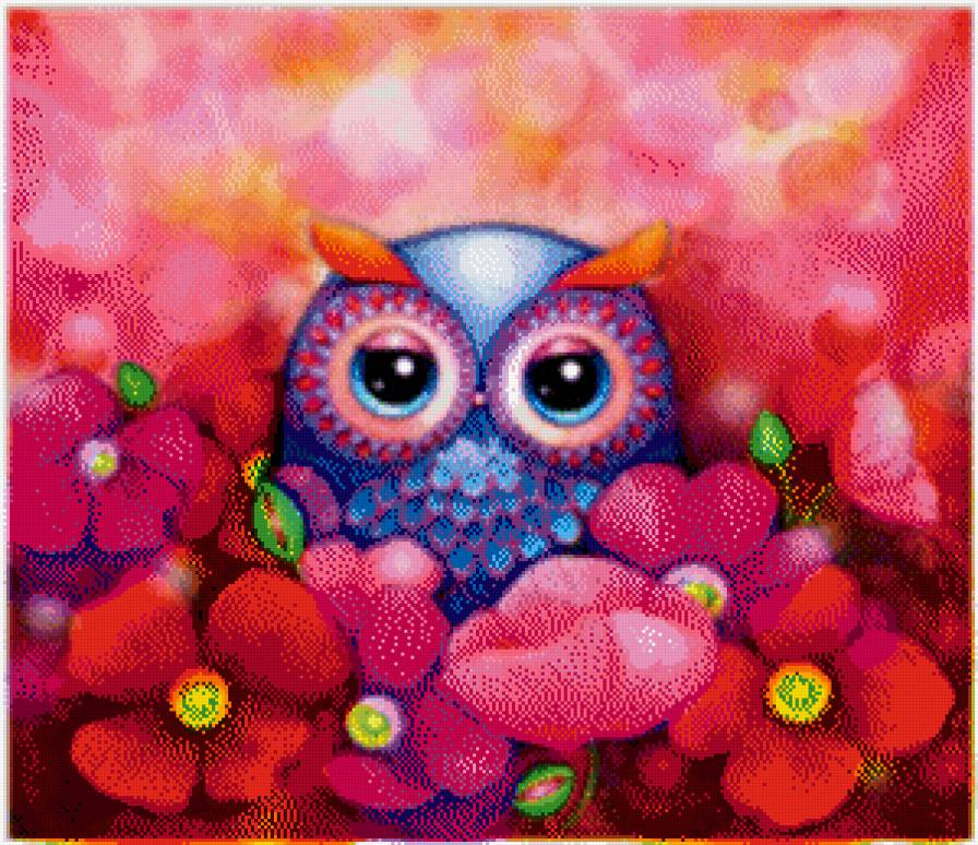 сова - птицы совы яркие - предпросмотр