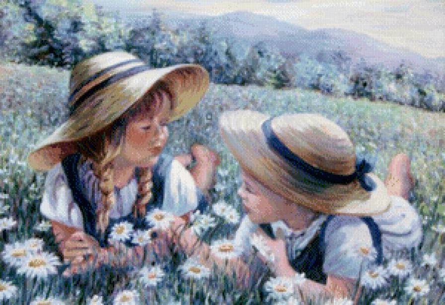 №865397 - ромашки, дети, цветы, природа - предпросмотр