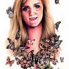 Схема вышивки «Девушка с бабочками4»