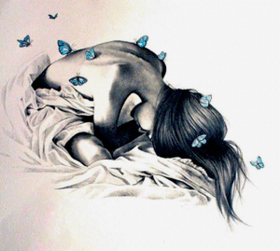 Девушка с бабочками7 - предпросмотр