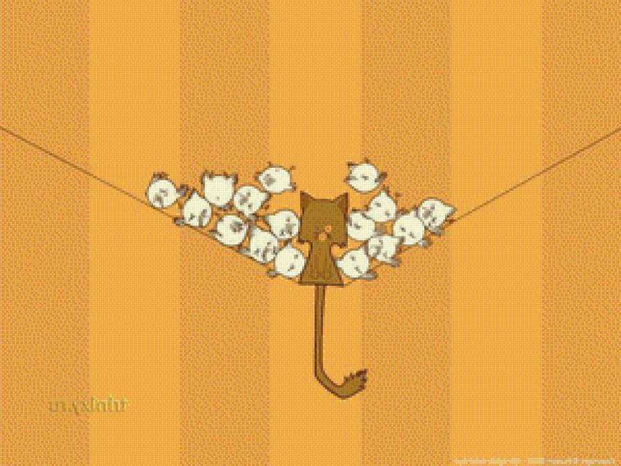 птички и котик - кот птицы животные - предпросмотр