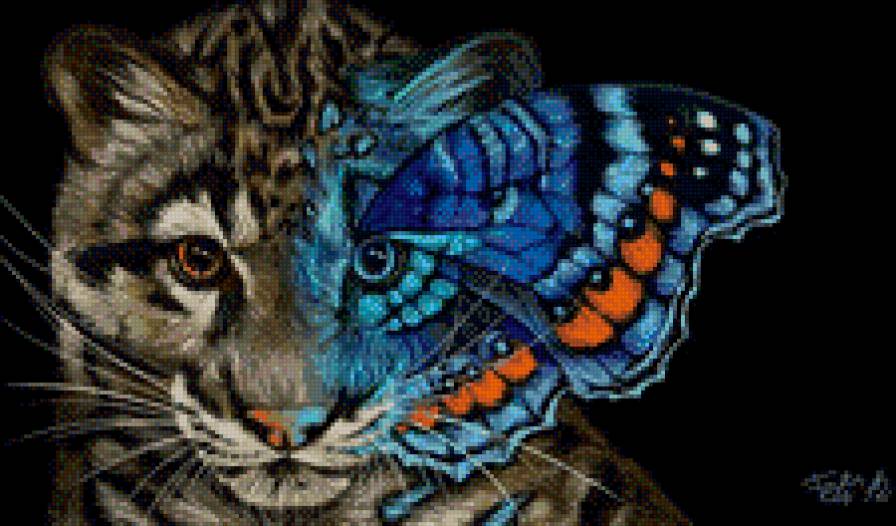 Взгляд - тигр, маска, бабочка - предпросмотр