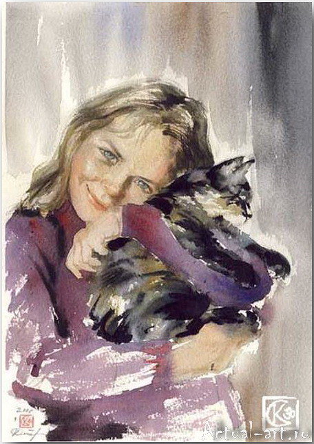 Девочка с кошкой - оригинал
