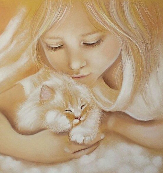 девочка с котом - оригинал
