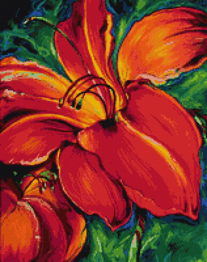 Цветок Marcia Baldwin - цветы, marcia baldwin, картины маслом, абстракция - предпросмотр