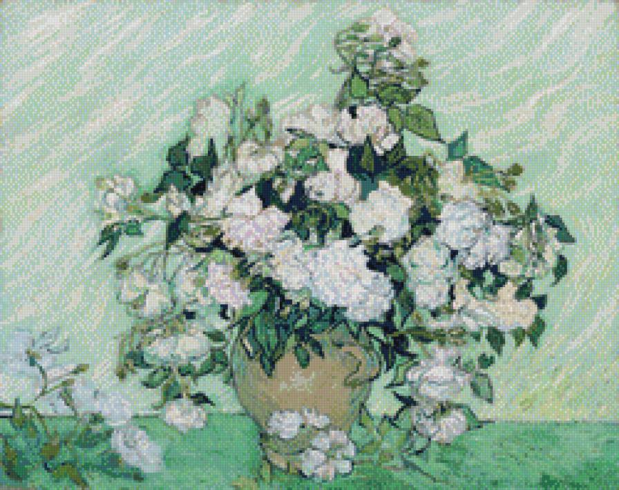 ваза с розами Ван Гог - розы, ван гог, цветы - предпросмотр