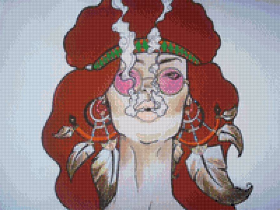 хиппи - дым, хиппи, девушка, рыжая - предпросмотр