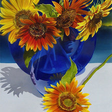 Оригинал схемы вышивки «жёлтые цветы в синей вазе» (№868040)