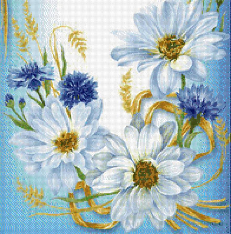 Васильки и ромашки - цветы - предпросмотр
