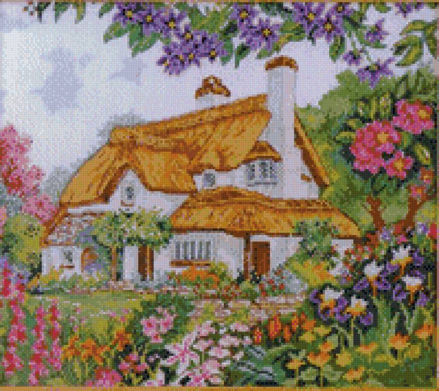 домик в деревне - весна, дом, цветы - предпросмотр