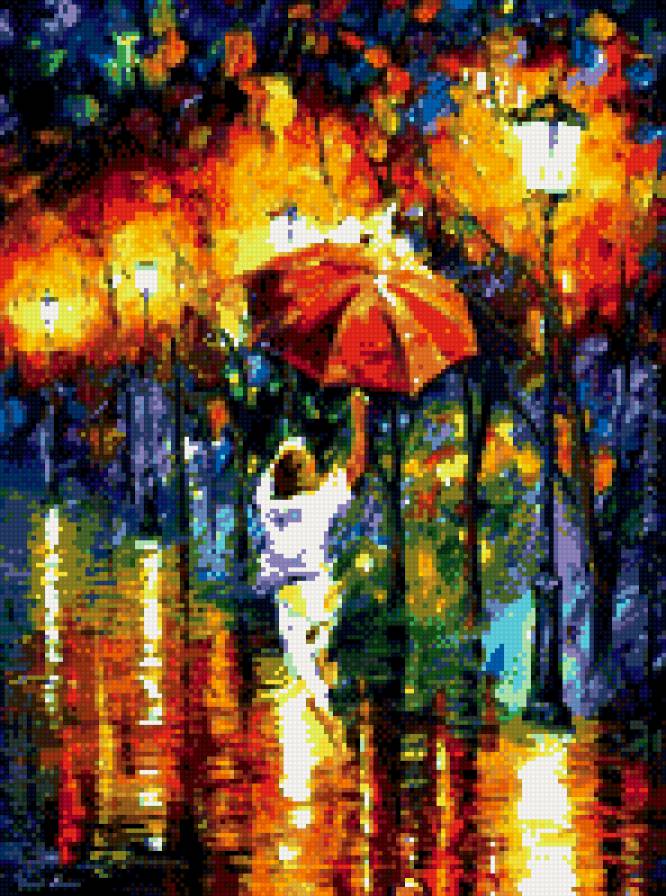 Весёлый дождь - зонт, ночь, осень, дождь - предпросмотр