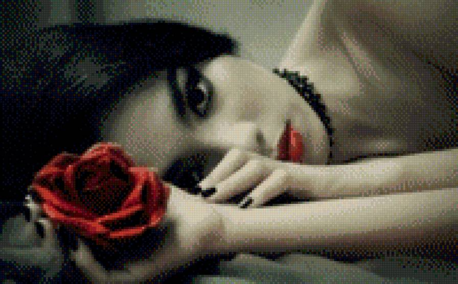 дівчина з трояндою - предпросмотр