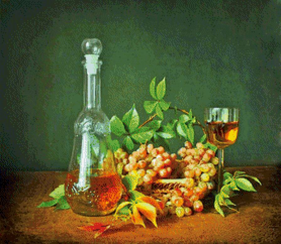 Летний натюрморт. - лето, вино, натюрморт, стекло, фрукты - предпросмотр