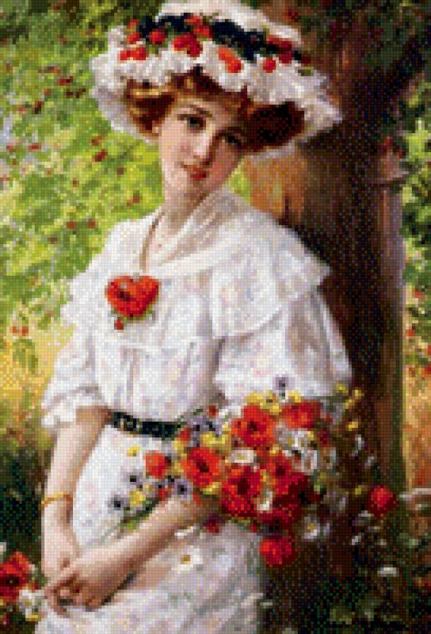 Девушка на отдыхе - полевые цветы, девушка - предпросмотр