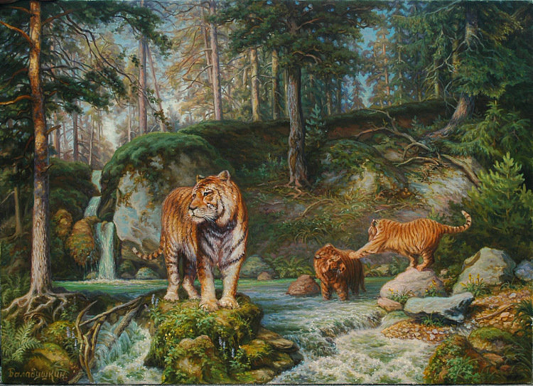 №872398 - тигры, лес - оригинал