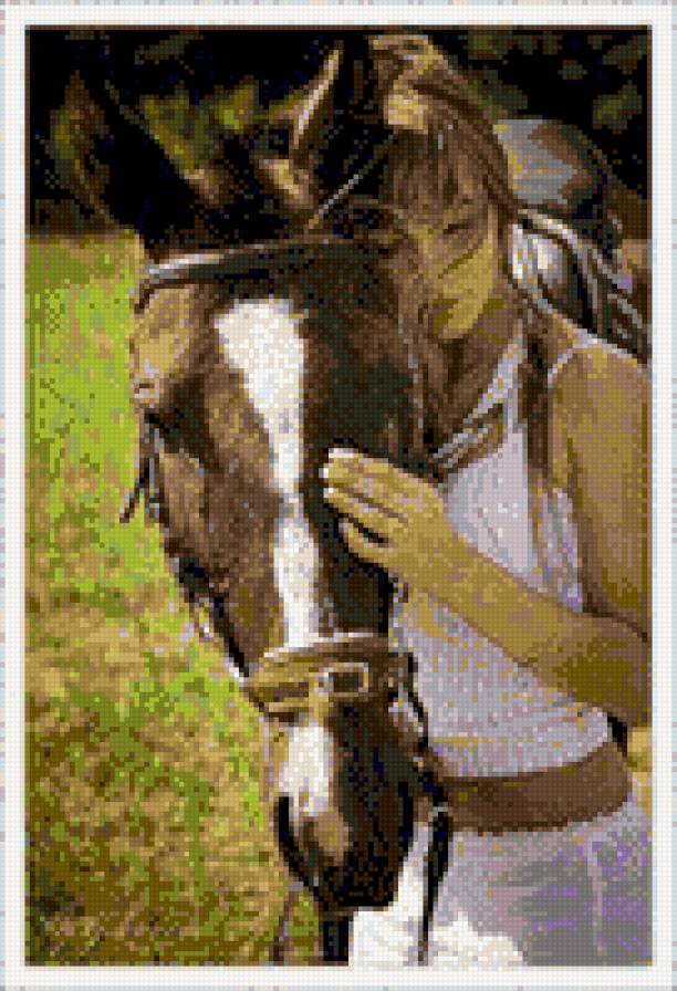 девушка и лошадь - девушка, лошадь - предпросмотр