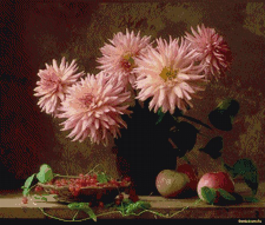 Натюрморт с георгинами - натюрморт, георгин - предпросмотр