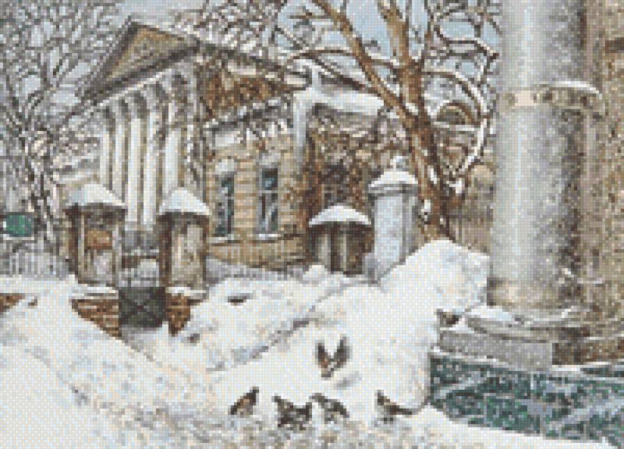 Усадьба Аксакова  Сивцев Вражек - усадьба, зима - предпросмотр