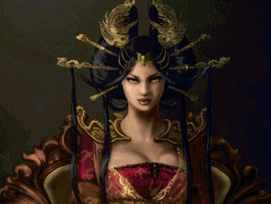 восточная принцесса - красавица, веер, восток, арт, принцесса, фэнтэзи, девушка - предпросмотр