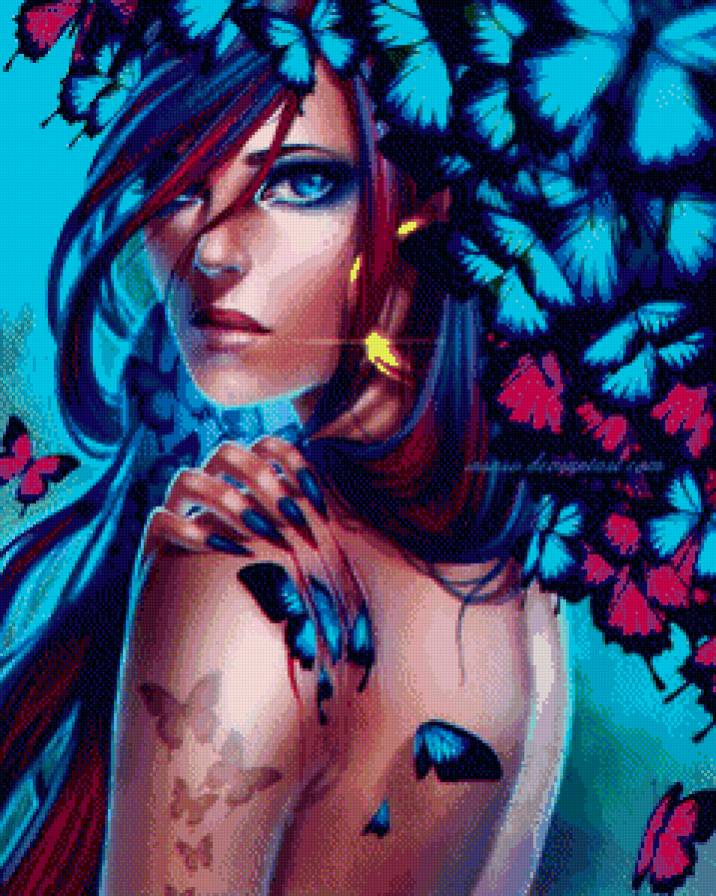 девушка бабочка - девушка - предпросмотр