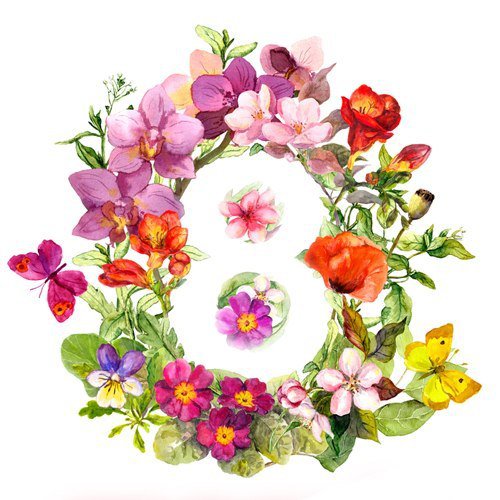 открытка - цветы, весна, венок, 8 марта, открытка - оригинал