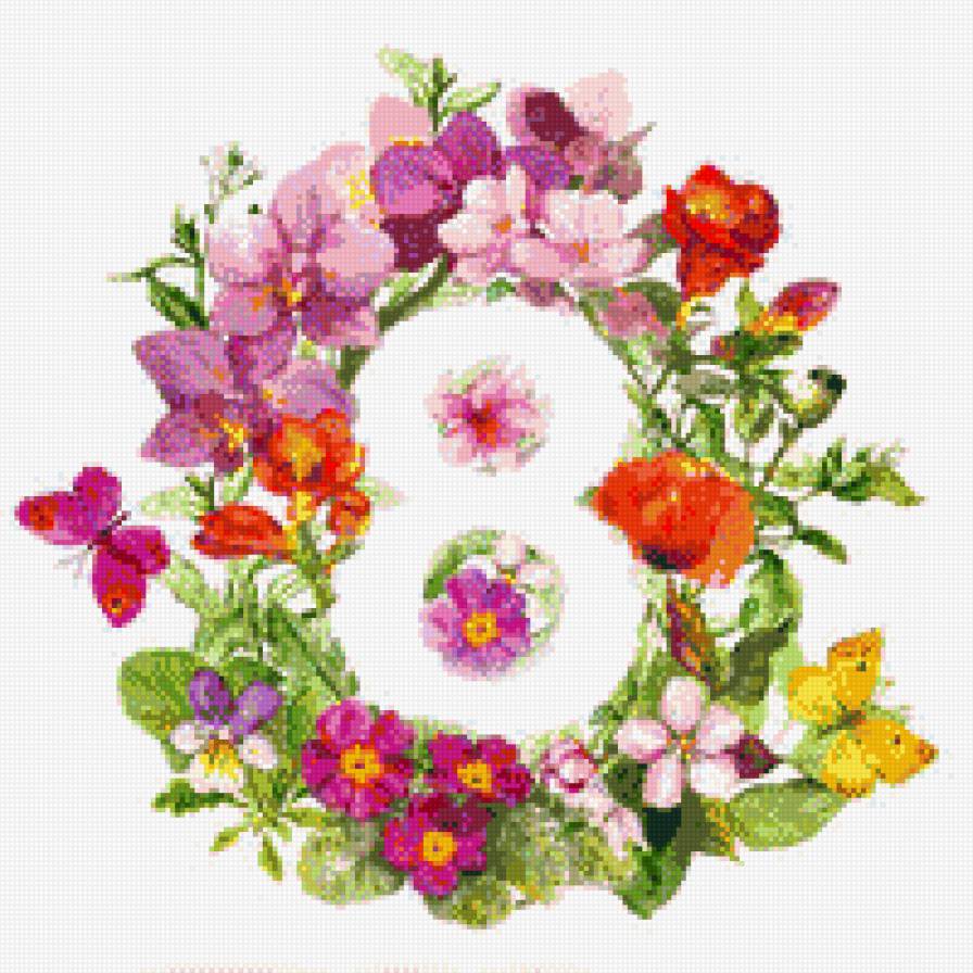 открытка - цветы, венок, 8 марта, весна, открытка - предпросмотр