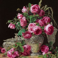 Схема вышивки «Розы австрийского художника   Вальдмюллера  Фердинанда Георга»