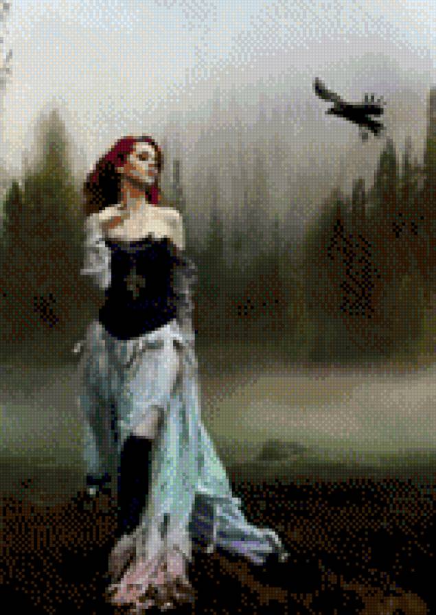 птица , девушка - птица, лес, девушка - предпросмотр