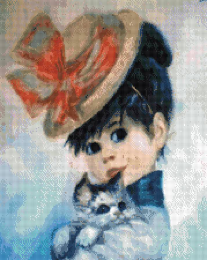 Девочка с кошкой - предпросмотр