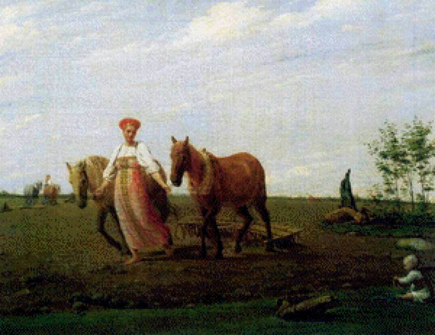 Венецианов А.Г. - На пашне. Весна. 1820-е - жанровая сценка, классика - предпросмотр