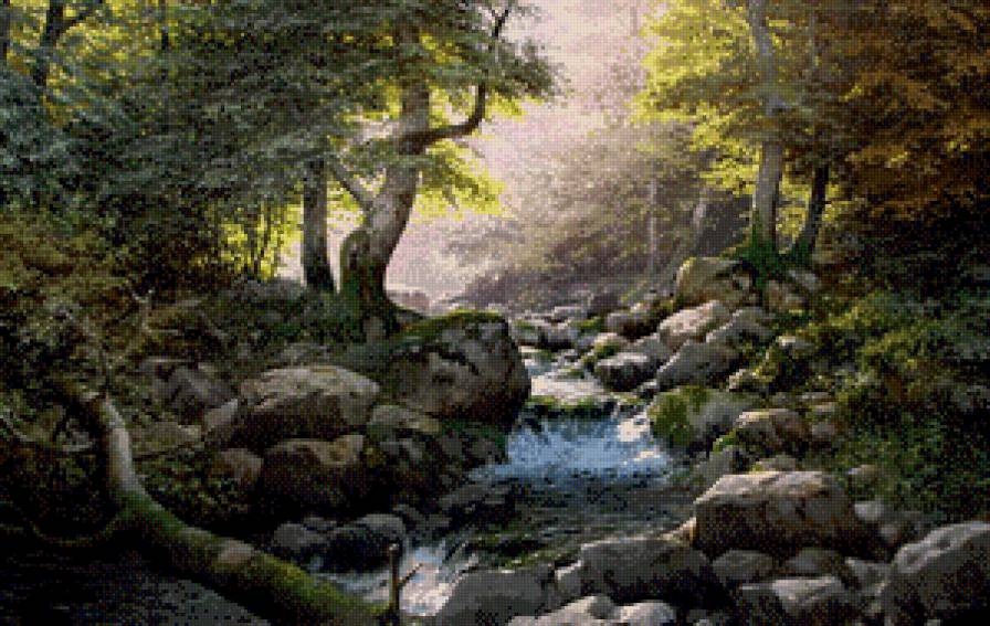 лесной водопад - лес, река, водопад - предпросмотр