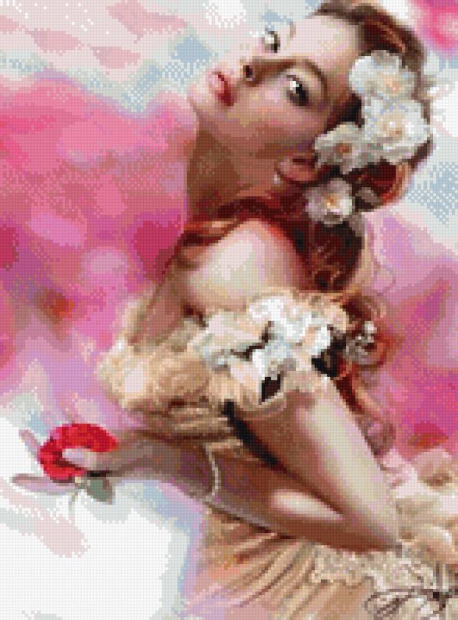 девушка с розой - рэтро, девушка, роза - предпросмотр