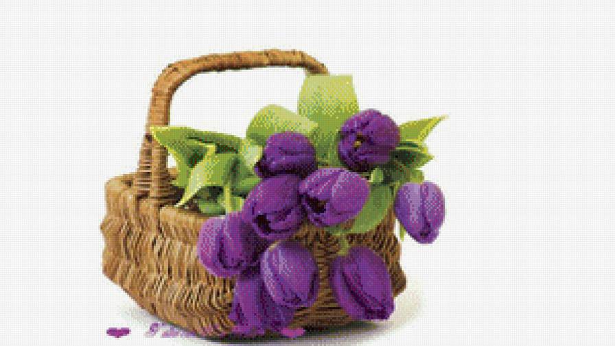 серия "корзины" - корзина.цветы.тюльпаны - предпросмотр