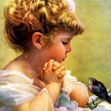 Схема вышивки «старинные открытки. Девочка и птичка»