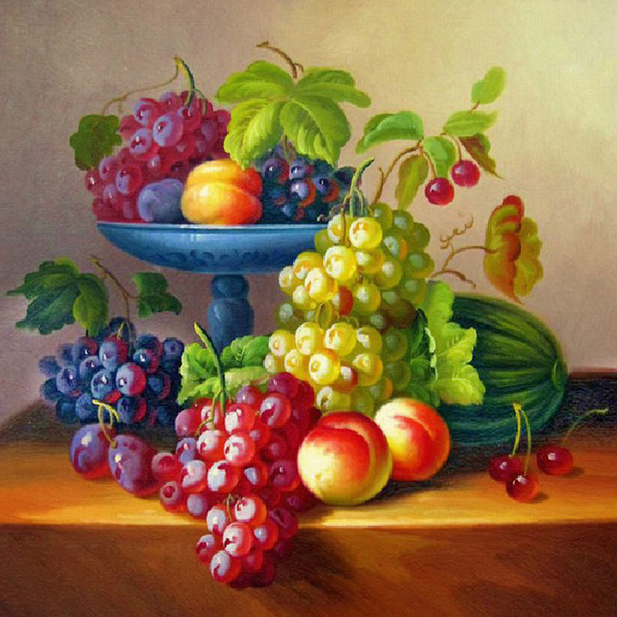 натюрморт. Персик, яблоки, виноград... - оригинал