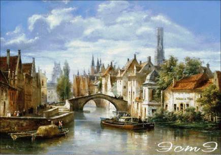 Баржи на канале - оригинал