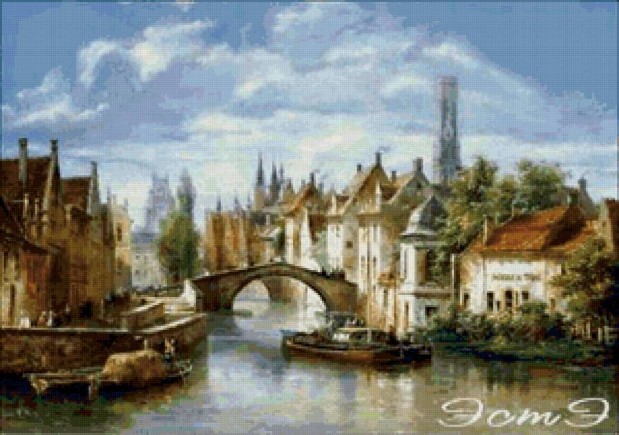 Баржи на канале - предпросмотр