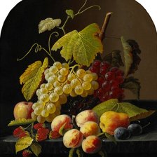 панно с виноградом и персиками
