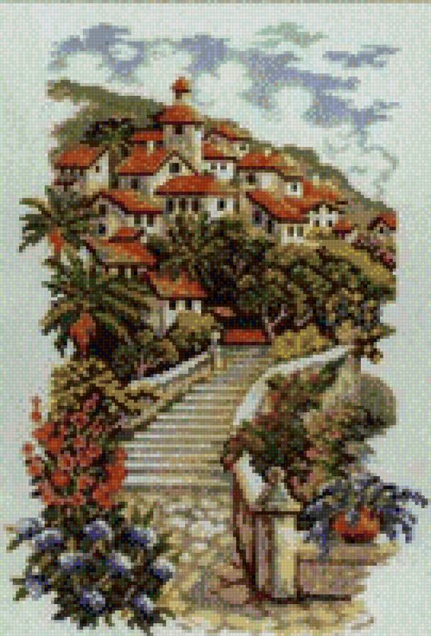 домики на склоне - пейзаж, природа, деревня, домик - предпросмотр