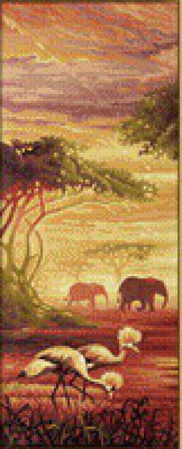 триптих саванна 1 - триптих, саванна, полиптих, слоны - предпросмотр