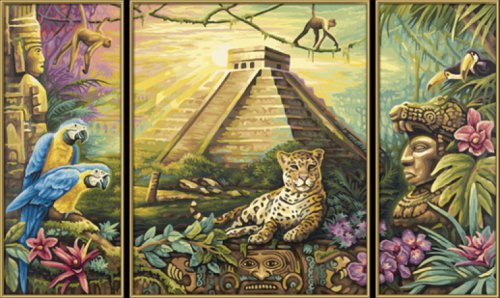 загадочный мир - хищник, лес, гепард, зверь, триптих, деревья, полиптих, здание - оригинал