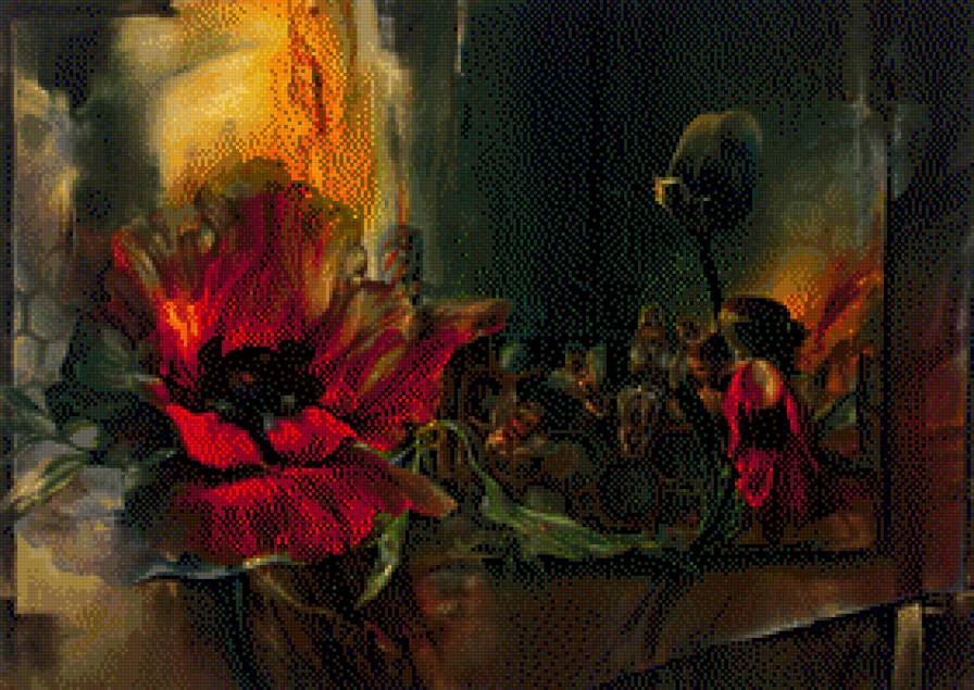 пион красный подушка - предпросмотр